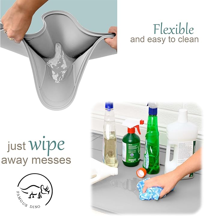 Heavy-Duty Under Sink Mat – Waterproof Silicone Cabinet Liner for Kitchen & Bathroom | Protects from Leaks, Spills | Trimmable, Easy to Clean, Ideal for Homeowners | 28" x 19" or smaller