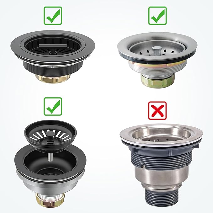 KONE Strainer Joint Nut and Fixing Accessory, Stainless Steel Connection Nut Fit for 3-1/2 Inch Kitchen Sink Drain, Easy Installation, No Plumber Putty Needed