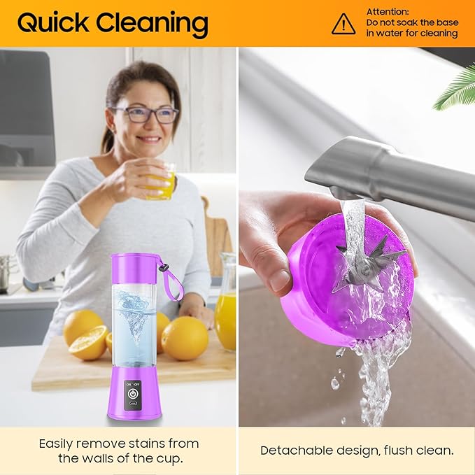 Cordless Portable Personal Size Blender - 2026 Upgraded New Blender for Shakes and Smoothies with 13 Oz BAP Free Juice Cup, USB Rechargeable Freshly Squeezed for Picnic/Sports