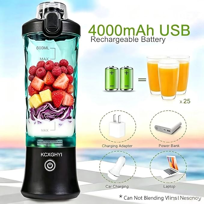 Portable Blender for Smoothies, Freshly Squeezed Juices, Milk shakes and Baby food, 20 oz BPA Free, Suitable for Outdoor Sports, Family, Travel. （Black）