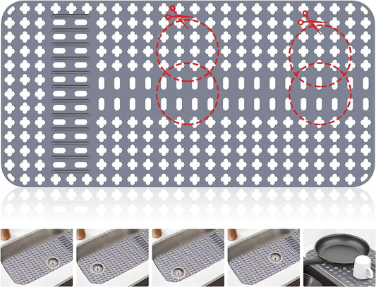 Upgraded Silicone Sink Mat 28"x14" Sink Protectors for Kitchen Sink with Rear Drain/Center Drain,Sink Rack for Bottom of Sink, Kitchen Sink Mats for Bottom of Stainless Steel/Porcelain Sink