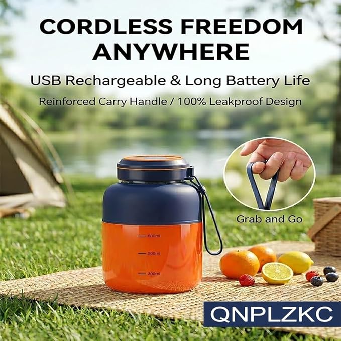 Portable Wireless Juicer Cup Machine 38-Blade Electric Mini Small Fresh Juice Personal Blender Cups for Smoothie Shake Travel Dual Lid Drinking Bottle Multifunctional Kitchen Appliance