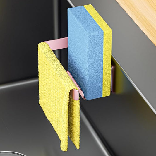Sponge Holder for Kitchen Sink, Adhesive Dishcloth Holder, Rose Gold