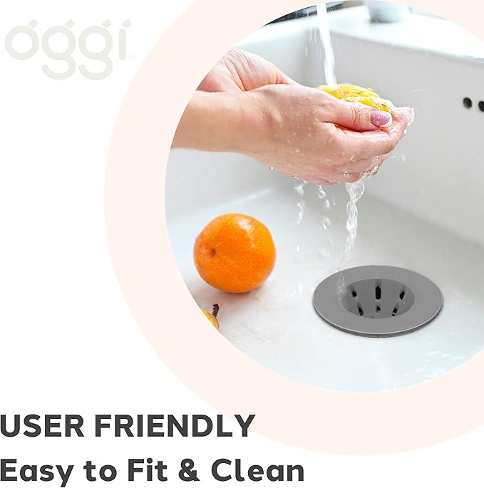 OGGI Silicone Sink Strainer- Great Kitchen Sink Strainer, Sink Drain Strainer, Drain Stopper, Sink Plug, 4.6˝ Diameter Rim, Gray (Pack of 2)