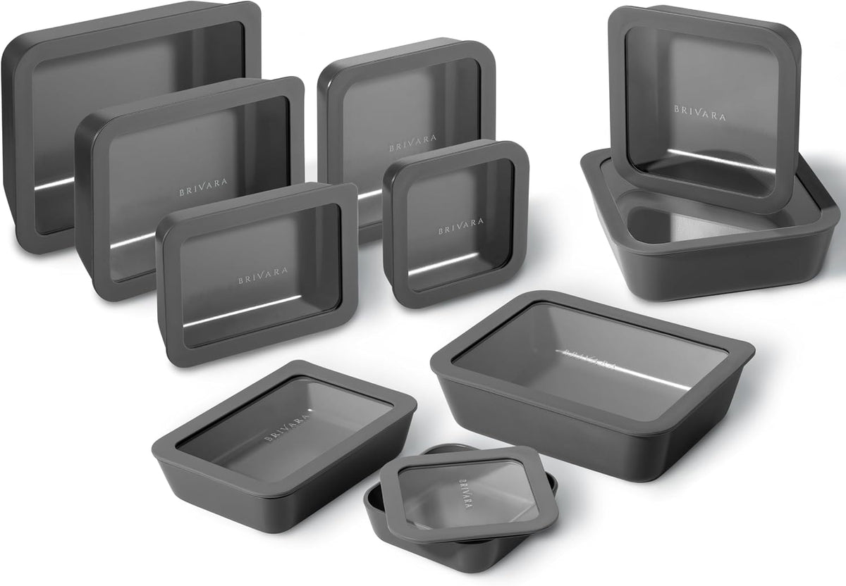 Glass Food Storage Containers with Lids, 20-Piece Set, Onyx