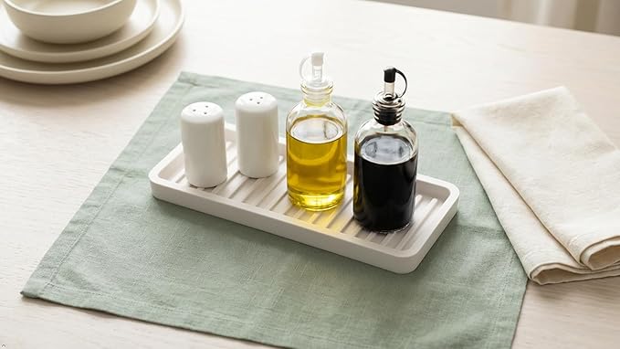 Silicone Sink and Surface Organizer Tray, Sponge Holder, Vanity Tray, Trivet, Heat Safe, Dishwasher Safe, for Bathroom and Kitchen Organization (Vanilla Cream, 9"x3.5")