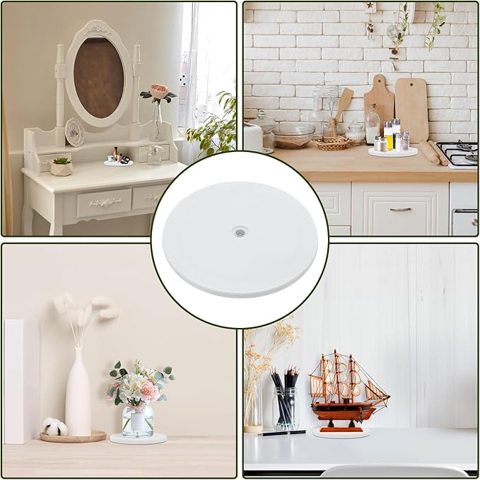 1 Pcs White 9 inch Acrylic Lazy Susan Rotating Turntable Organizer Bearings - Round Swivel Plate for Spice Rack, Table, Cake, Kitchen Pantry