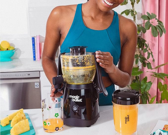 magic bullet Mini Juicer, Countertop Space-Saving, 2" Feed Chute for Fruits and Vegetables, 400W, 16oz Cup, Compact Design, Black, MBJ50100AK