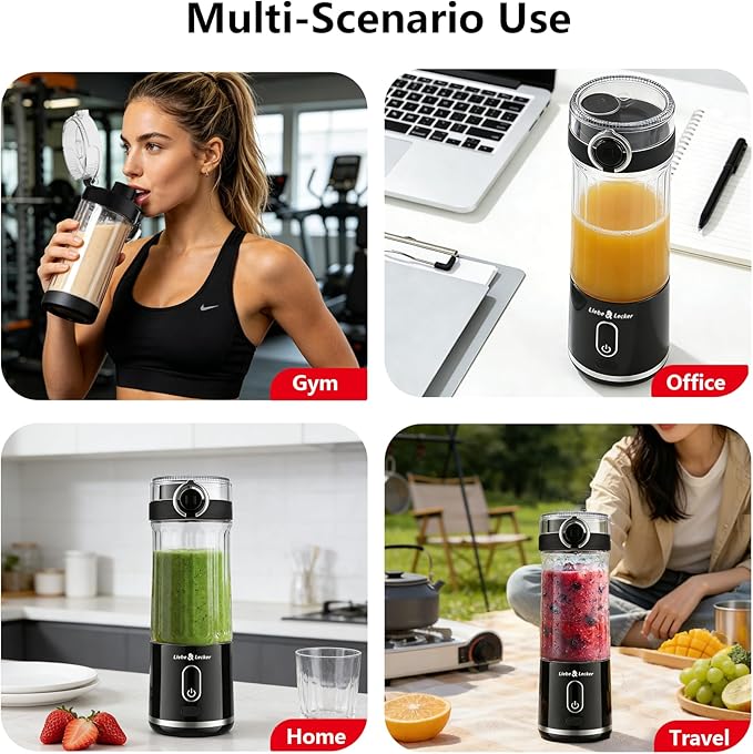Liebe&Lecker Portable Blender, Cordless 17 Oz Vessel, Personal Blender for Shakes and Smoothies, BPA Free, Leak-proof Lid, USB-C Rechargeable Personal Size Blenders for Kitchen Offic Gym