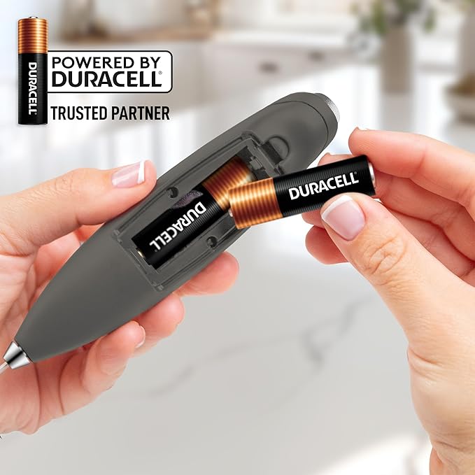 Zulay Kitchen Powerful Milk Frother Wand With Duracell Batteries - Ultra Fast Handheld Drink Mixer - Electric Whisk Foam Maker for Coffee, Lattes, Cappuccino & Matcha - Double Whisk - Charcoal