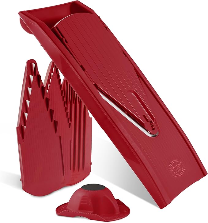 BORNER V Mandoline Slicer Kitchen V1 ClassicLine Starter Set | Vegetable Grater Börner - Quality Made in Germany, Color:Red
