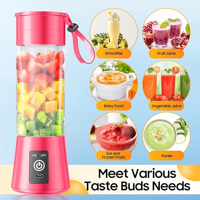 Cordless Personal Size Portable Blender - 380Ml Blender Smoothies and Shakes, BPA Free Traveling Juice Cup with Powerful Blending, Freshly Squeezed in Sports/Travel/Home