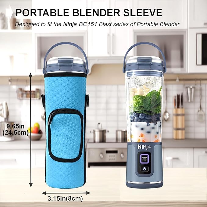 AF-WAN Portable Blender Carry Storage Bag sleeve with Shoulder Strap for Ninja BC151NV/BC51NV/BC151BK/BC151CR/BC151EM/BC151PR/BC151WH 18oz Blast Portable Blender (Blue)