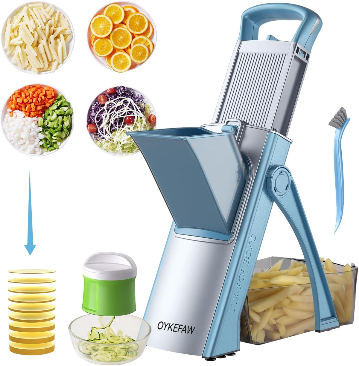 Safe Mandoline Slicer for Kitchen, Vegetable Chopper, Zucchini Spiralizer