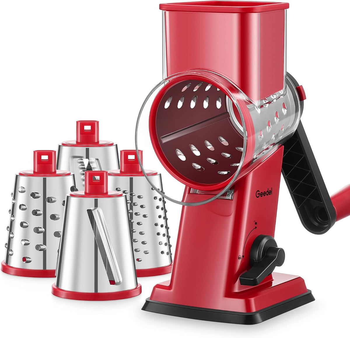 Upgraded Rotary Cheese Grater Hand Crank, Vegetable Shredder Slicer
