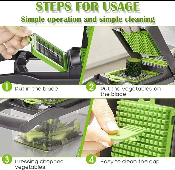 16 in 1 Vegetable Chopper with Container, Multifunctional Veggie Chopper and Mandoline Slicer, Food Chopper with Container, Onion Cutter, Vegetable Dicer and Slicer Kitchen Tool for Easy Meal Prep