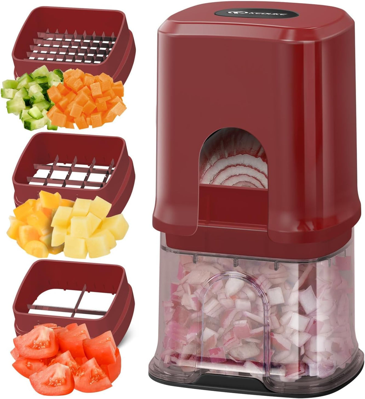 Vegetable Chopper Cube Container, Three Blades, French Fry Cutter