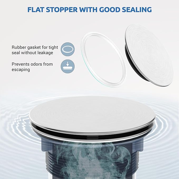 BOTEMY Kitchen Sink Drain Assembly with Removable Deep Basket Strainer, Anti-Clog Sink Drain Kit, Stainless Steel & ABS, Easy Clean Lift-Out Strainer, Fits Standard 3-1/2 Kitchen Sinks - Brushed