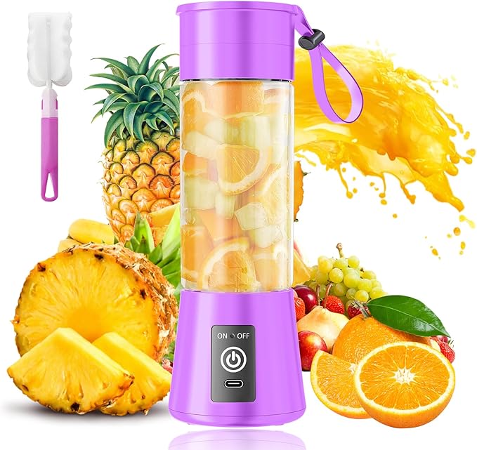 Portable Personal Size Mini Blender - 2026 Upgraded Cordless Blender for Smoothies & Shakes, Type-C Rechargeable, 380Ml Traveling BAP Free Cup for Sports/Home, 20000Rpm/Min Speed