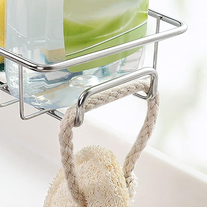 Fafeicy Faucet Rack Sink Hanging Storage Rack Stainless Steel Faucet Clip Drain Shelf Dish Cloth Organizer