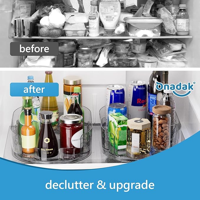 360° Rotating Lazy Susan for Refrigerator, 13.5''x8.5'' Clear Lazy Susan Turntable for Refrigerator Organizers and Storage, Kitchen, Table Top, Cabinet, Pantry, Countertop