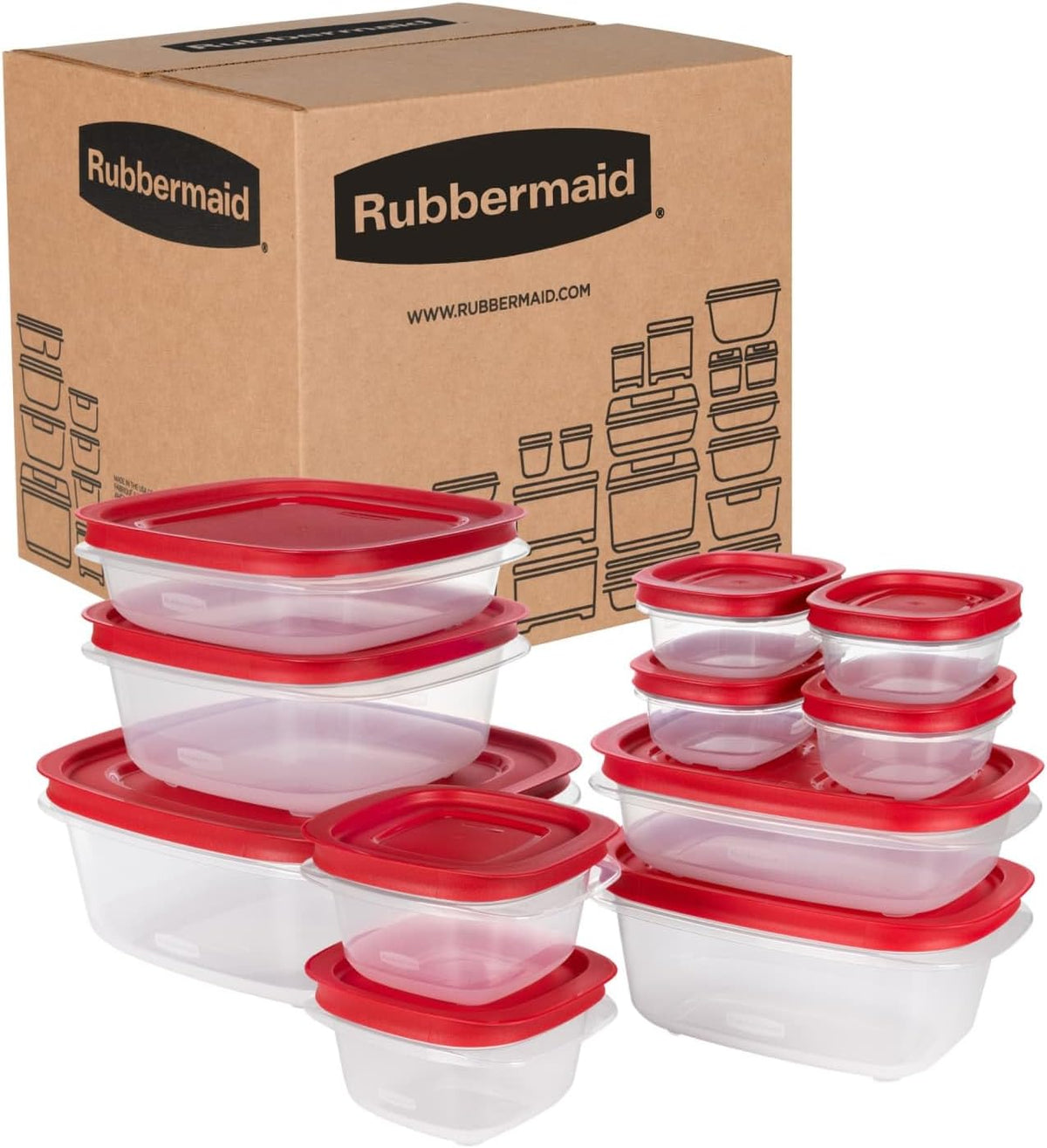 EasyStore Rectangle and Square Containers, 22-Piece Set, Food Storage Containers with Lids