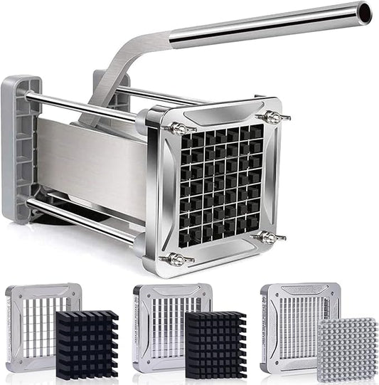 French Fry Cutter, Sopito Professional Potato Cutter Stainless Steel with 1/2-Inch and 1/4-Inch and 3/8-Inch Blade Great for Potatoes Carrots