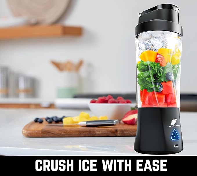 TORPEDO Portable Blender (Black), Cordless, 24oz. Vessel, Personal Blender for Shakes & Smoothies, BPA Free, Leakproof Sip Lid & Self Cleaning - Travel with 6 Sharp Blade, USB - C Metal Cable Charger