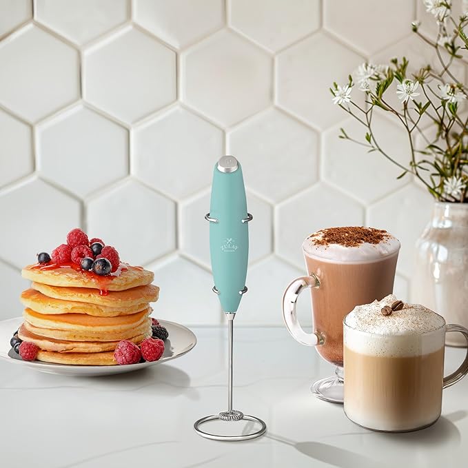 Zulay Kitchen Powerful Milk Frother Wand With Duracell Batteries - Ultra Fast Handheld Drink Mixer - Electric Whisk Foam Maker for Coffee, Lattes, Cappuccino & Matcha - Z1 Motor - Fresh Mint