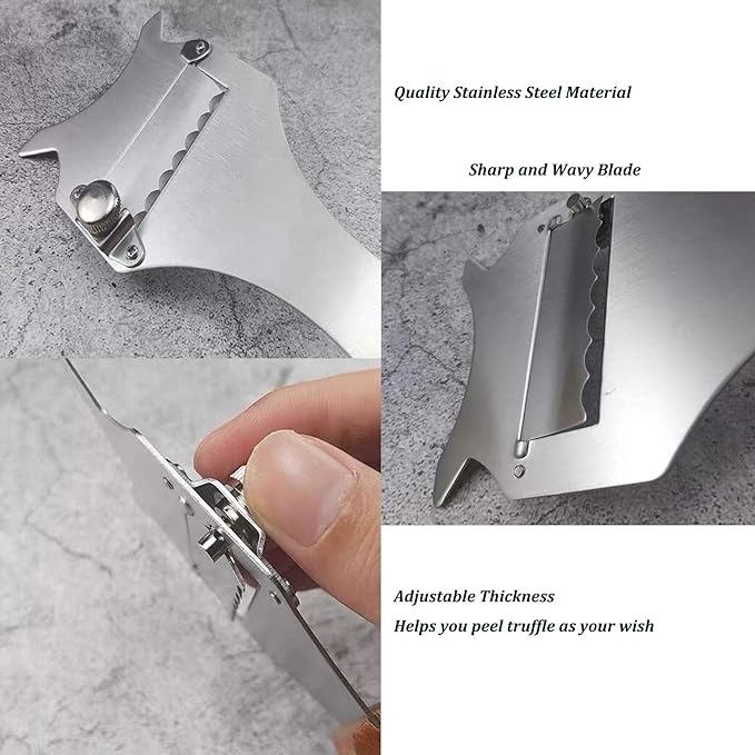 Professional Stainless Steel Truffle Slicer with Adjustable Blade, Truffle Cutter Cheese Scraper Chocolate Shaver Vegetable Peeler(A)