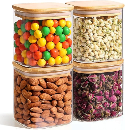 0.7 Qt Glass Food Storage Jars Set of 4