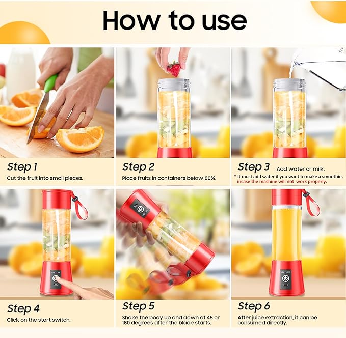 2026 Newly Upgraded Portable Smoothie Blender - Cordless Personal Blender Type-C Rechargeable, 13Oz Juice Cup BAP Free, 20,000Rpm Speed Powerful Blending, Freshly Squeezed in Sports/Office