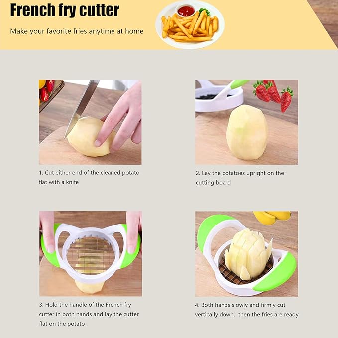 Crinkle Cutter, Stainless Steel Wavy Chopper Slicer Vegetable Salad Garnishing Tools with Cleaning Brush, Fry Cutter for Potatoes (3-piece Set)