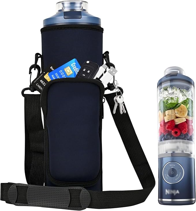Storage Sleeve Bag for Ninja Blast Max Portable Blender with Shoulder Strap and Accessory Pocket compatible with BC251NV/BC251IV/BC251GY/BC251MT/BC251PK/BC251LD/BC251SL, 22 oz (Navy blue)