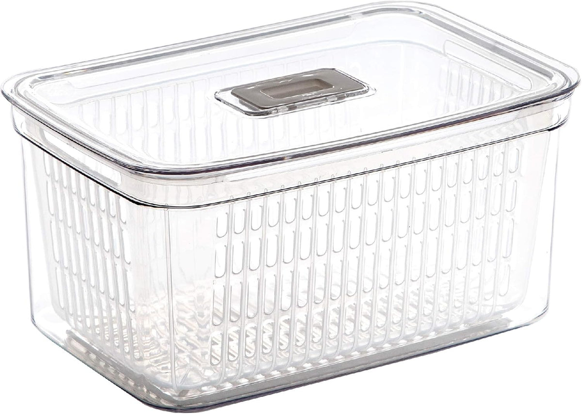 Produce Saver - 23.7 Cup/5.6L | Fridge Storage Containers for Fruits and Vegetables | Vegetable Storage with Adjustable Air Vent, Removable Basket | BPA-Free Fridge Organizers and Storage
