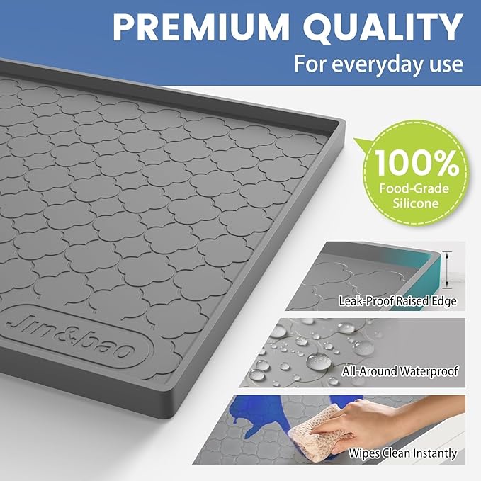 Jin&Bao Waterproof Under Sink Mat 37" x 19", Thick Silicone Mat Cabinet Protector for Kitchen and Bathroom, Shelf Liner, Home Organizer and Storage, Multipurpose Tray for Gadgets and Essentials