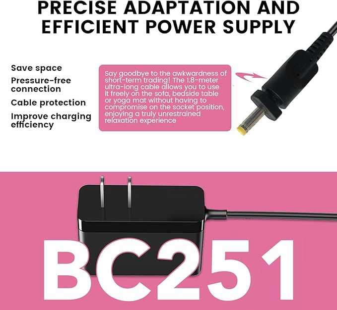 For Ninja Blast Max Portable Blender BC251, BC200, BC200GY, BC200LD, BC251LD Replacement Charging Cord Personal Smoothies Power Adapter