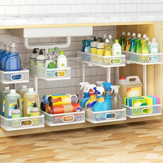 Under Sink Organizer 4-Pack, White