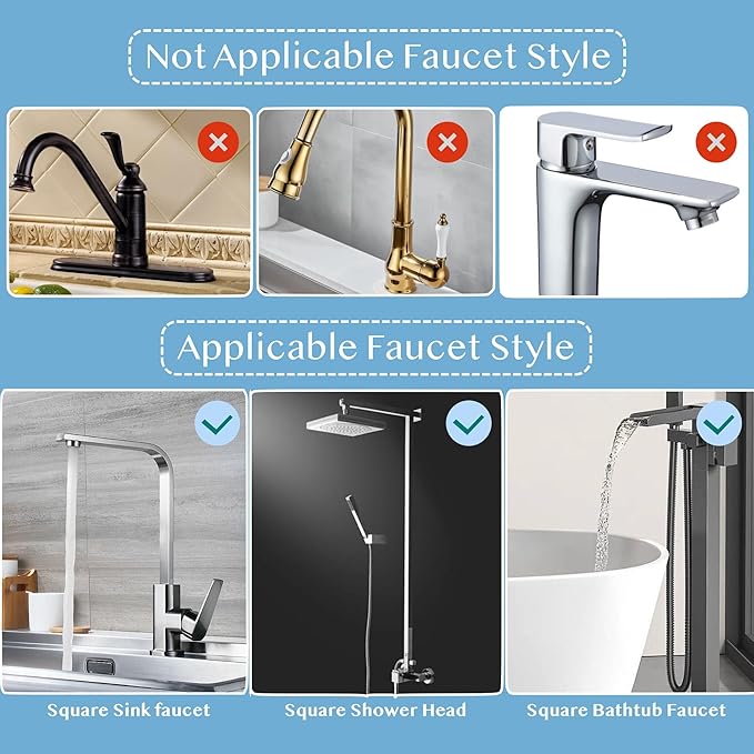 Shower Caddy, Bathroom Organizers and Storage, Kitchen Utensil Holder, Sink Accessories, Over the Sink Shelf, Kitchen Caddy Sponge Holder, Organizer for Square Faucet (SQUARE LEFT)