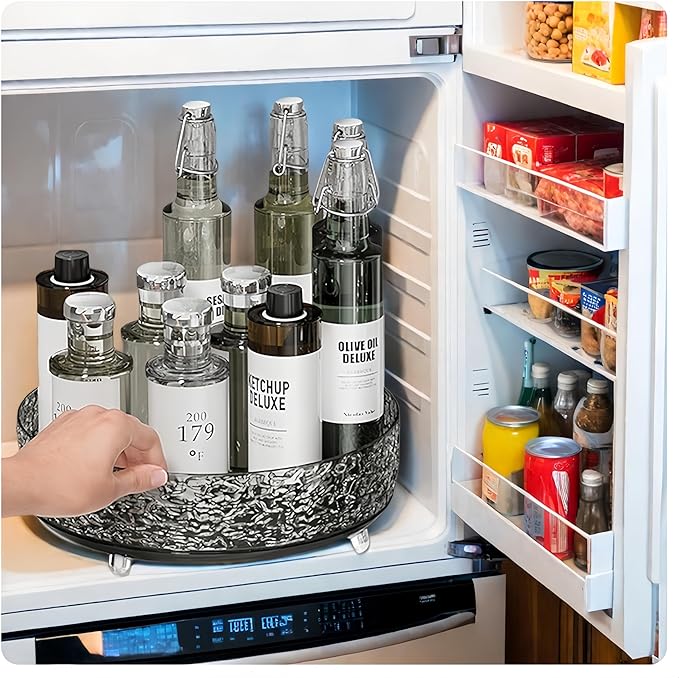 Premium Lazy Susan Organizer,9 inch Turntable Organizer for Bathroom, Kitchen, Vanity, Countertop, Table Top, Cabinet, Pantry and Frige, Perfume, Skin Care, Makeup, Spice Organizer, 360° Rotating