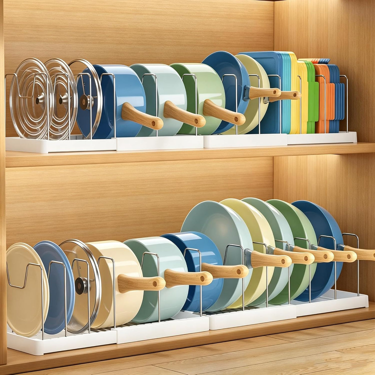 31.5" Expandable Pots and Pans Lid Organizer Under Cabinet (2 Pack)
