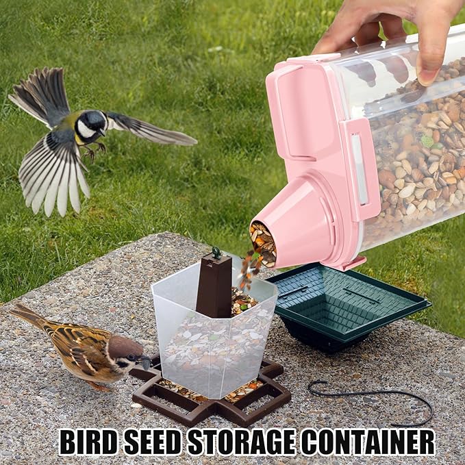 TBMAXS 2 Pack 3 Lbs Dog Cat Food Storage Containers for Travel, Portable Pet Food Storage Container, Easy-Pouring Bird Seed Dispenser, Airtight Rice Cereal Oatmeal Flour Holder -Pink