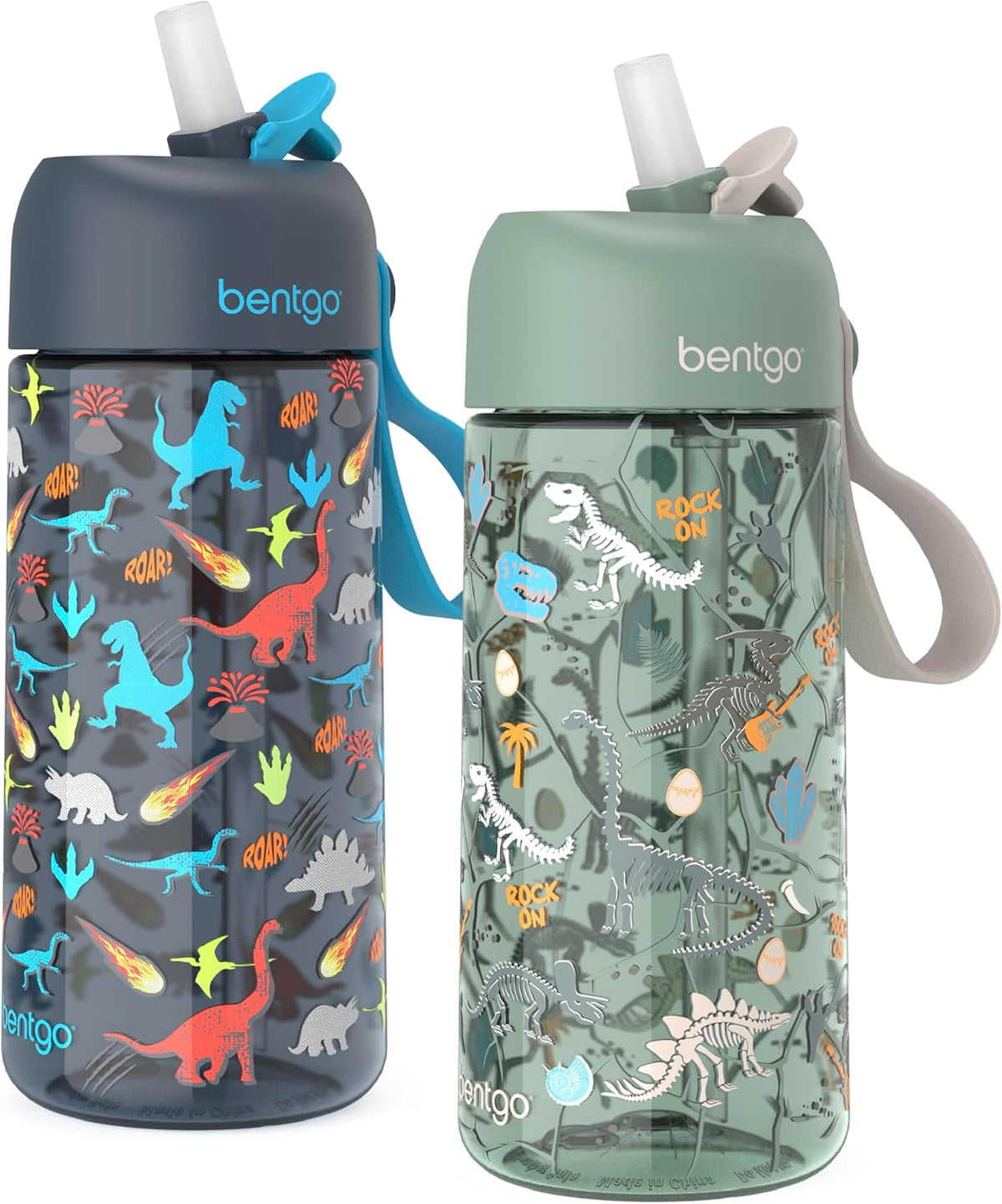 Kids Water Bottle 2-Pack, Leak-Proof, 15 oz, Bite & Sip Spout