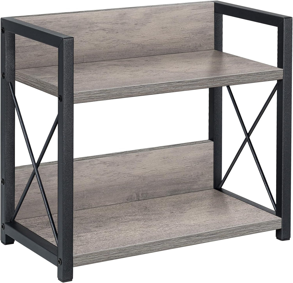 Countertop Shelf Organizer, 2 Tier Kitchen Spice Rack for Countertop, Wood Kitchen Counter Shelf for Home, Coffee Station Organizer (Grey,S)