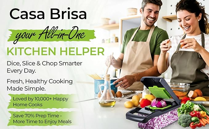 Vegetable Chopper - 14 In 1 Multifunctional Food Chopper with Container - Vegetable Cutter with Container for Salad - Kitchen Gadgets & Essential Kitchen Tool Set for Onion, Potato, Fruits & Veggies