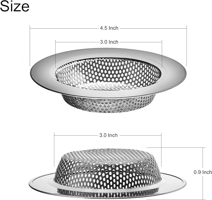 2PCS - Kitchen Sink Drain Strainer and Anti-Clogging Stopper Drainer Set for Standard 3-1/2 Inch