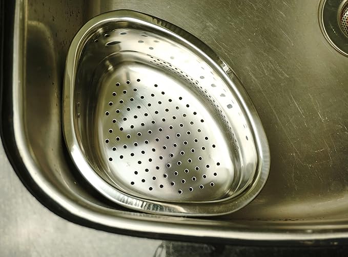 RSVP International Endurance Kitchen Collection Colander Strainer, Corner Basket, Pierced Stainless Steel