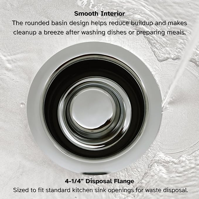 Westbrass A2165-05 4-1/4" OD Post Style Large Kitchen Basket Strainer with Waste Disposal Flange and Stopper Drain Set, Polished Nickel