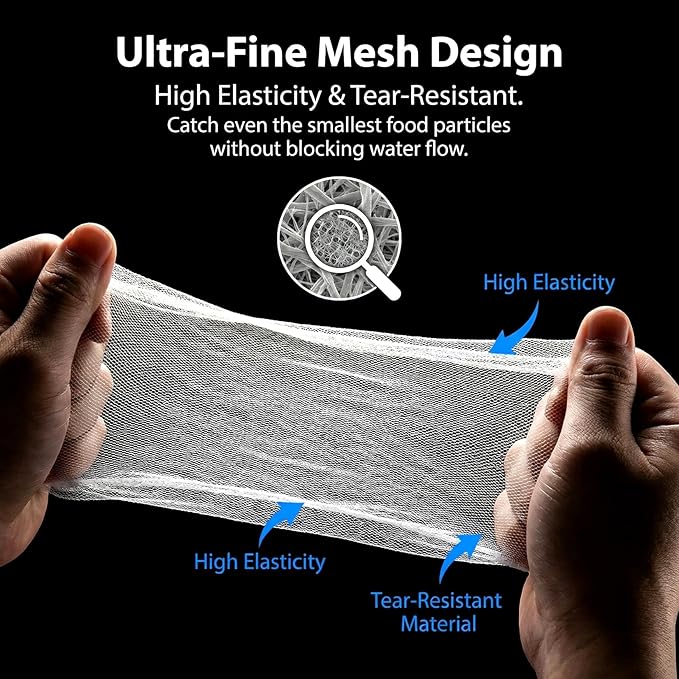 RAINFLOW 400 Pack Kitchen Sink Strainer Mesh Bag - Disposable Sink Drain Covers,Kitchen Essentials Sink Filter Nets, Anti-Clogging Sink Drain Strainer Collecting Leftovers, Hair, Debris