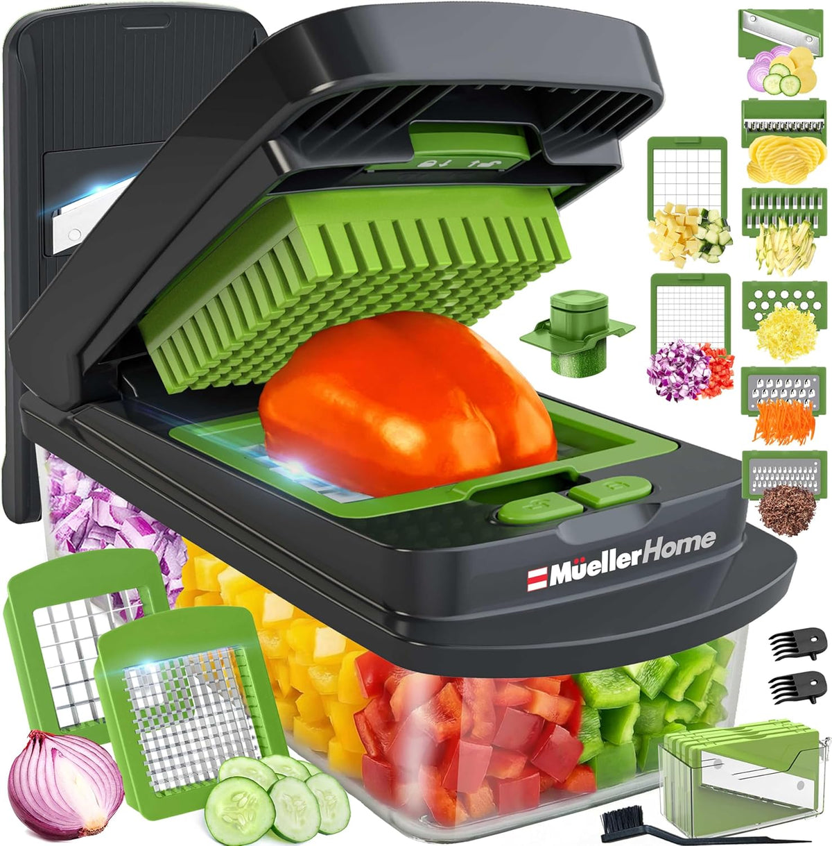 HOME Pro-Series 10-in-1 Vegetable Chopper with Container, 8 Blade